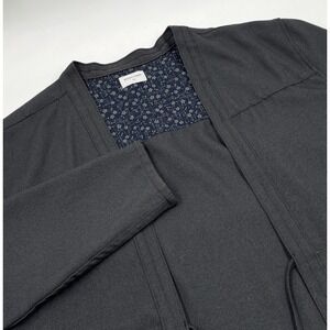 Akashi-Kama Men's XXL Black Polyester Noragi Front Tie High Collar Jacket